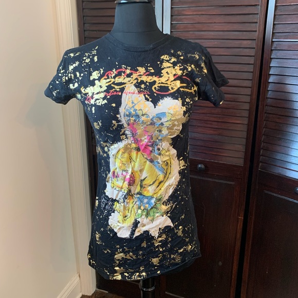 Ed Hardy Tops - VINTAGE ED HARDY TSHIRT / size medium / skull & butterfly / short sleeve tunic